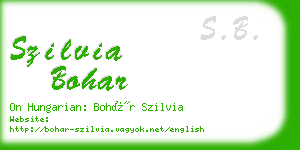 szilvia bohar business card